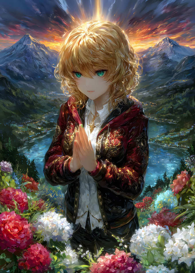 Anime Girl in Mountain Landscape