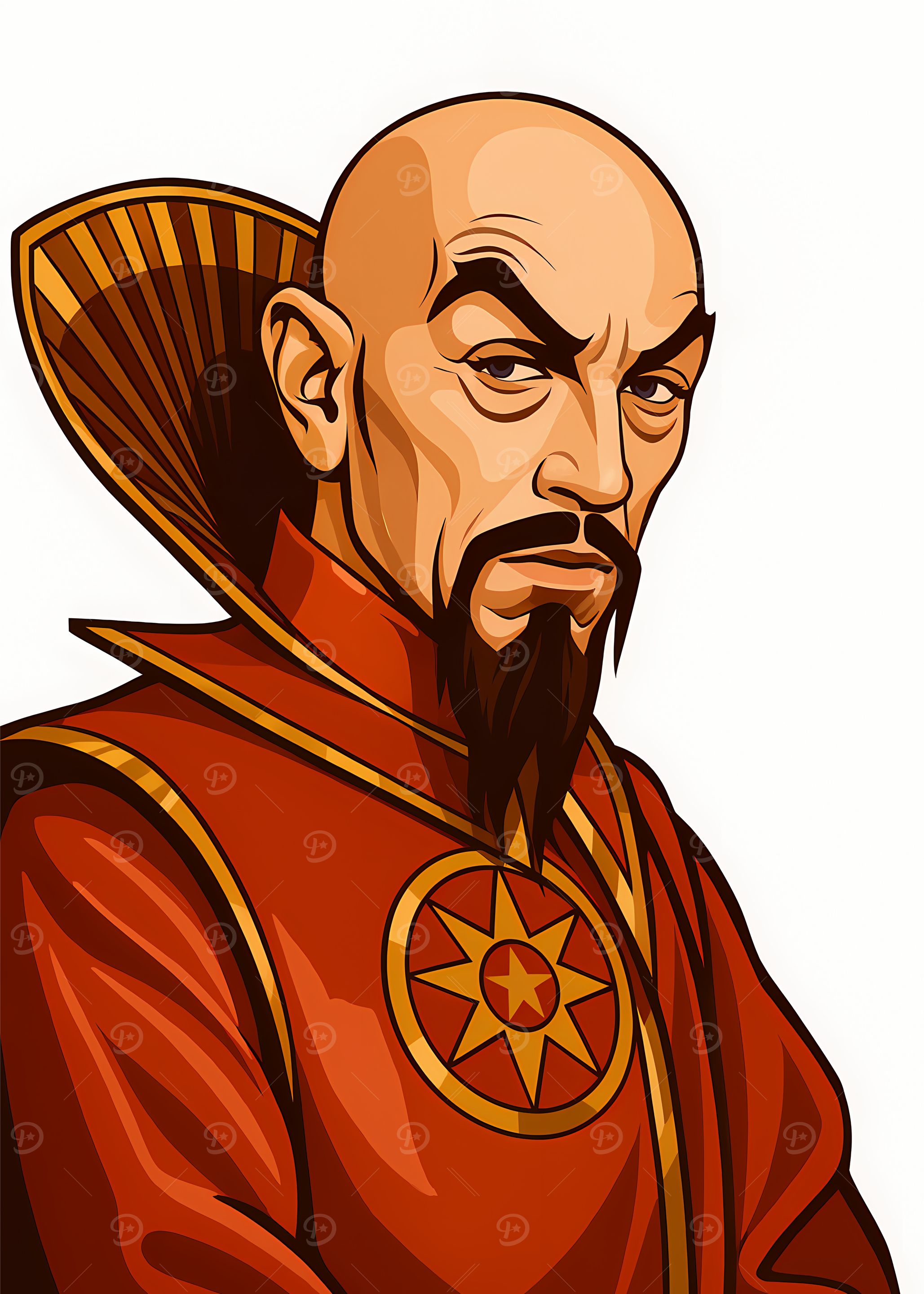 Bald Man with Beard in Red Robe
