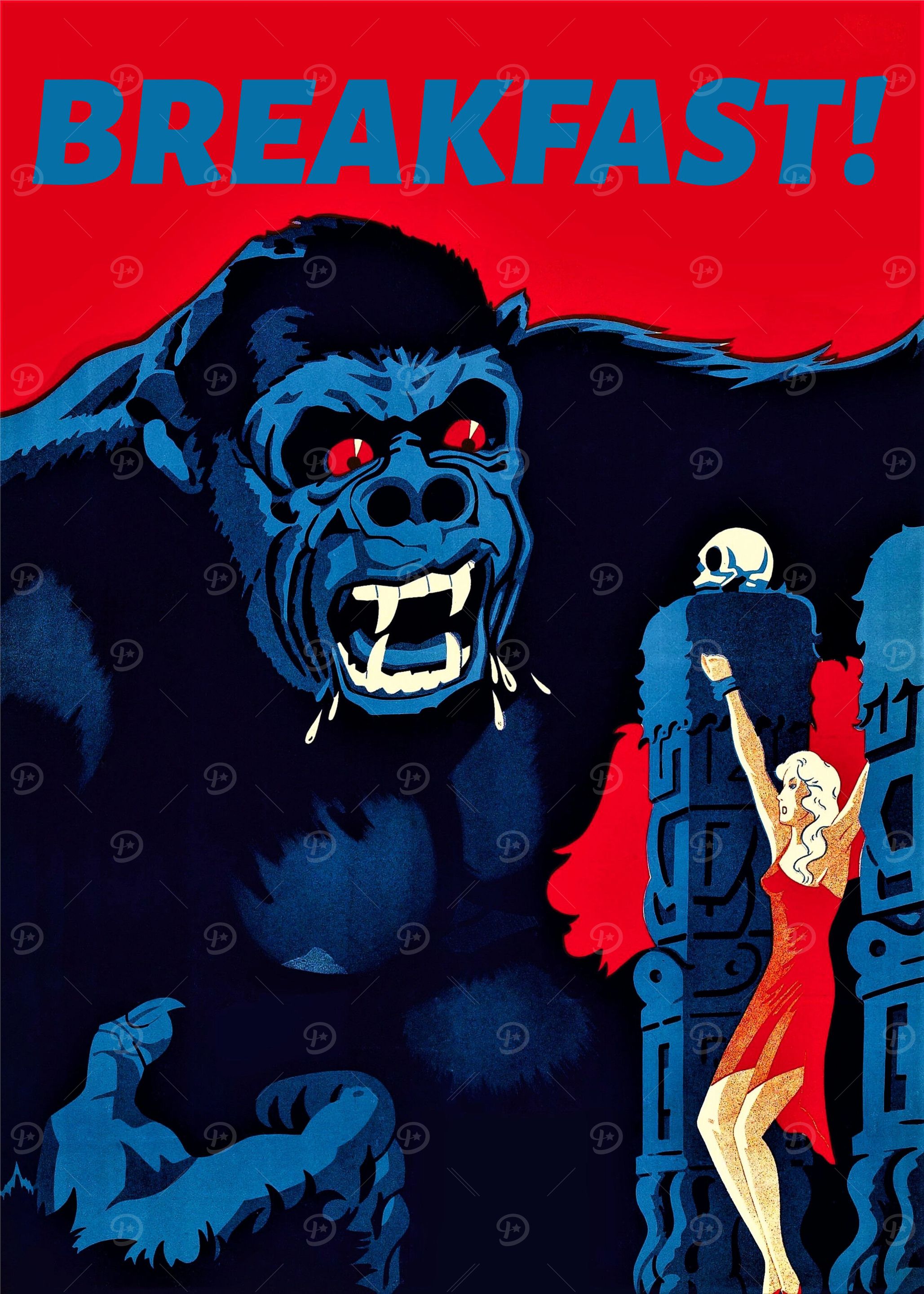 Funny Satire Gorilla and Woman Illustration