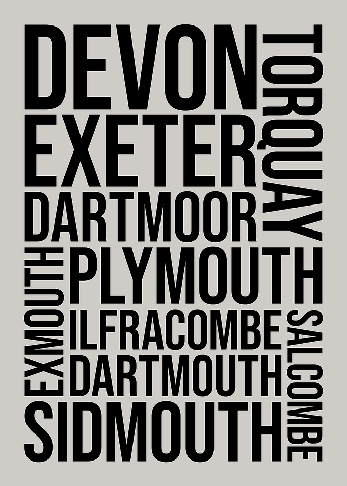 Devon, England Typography Art
