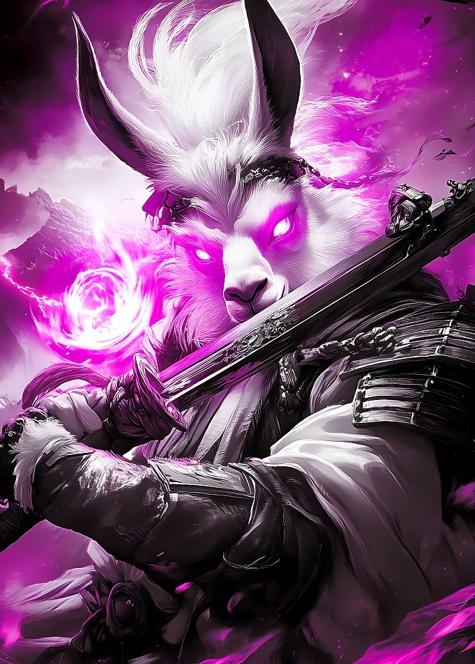 Llama Samurai Glowing Eyes Animal