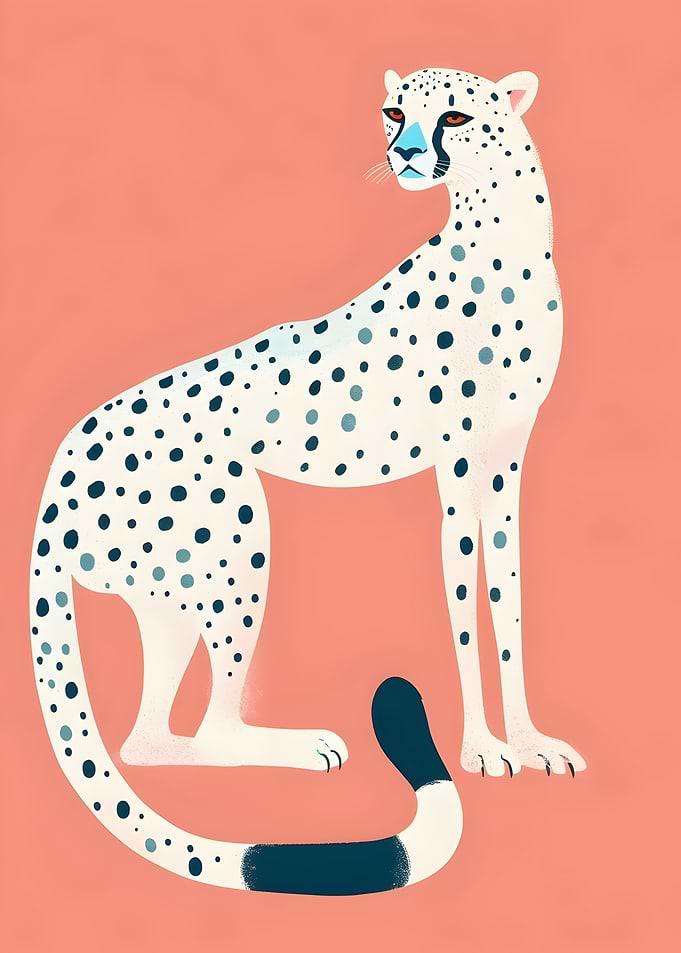 Stylized White Cheetah Illustration