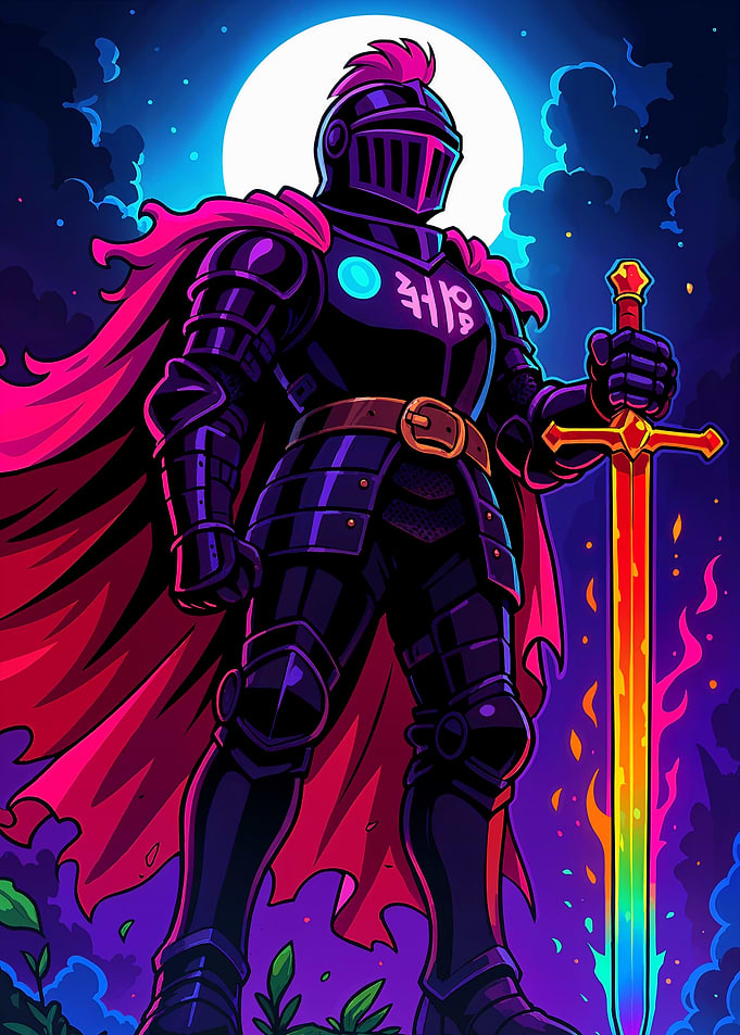Neon Knight with Rainbow Sword
