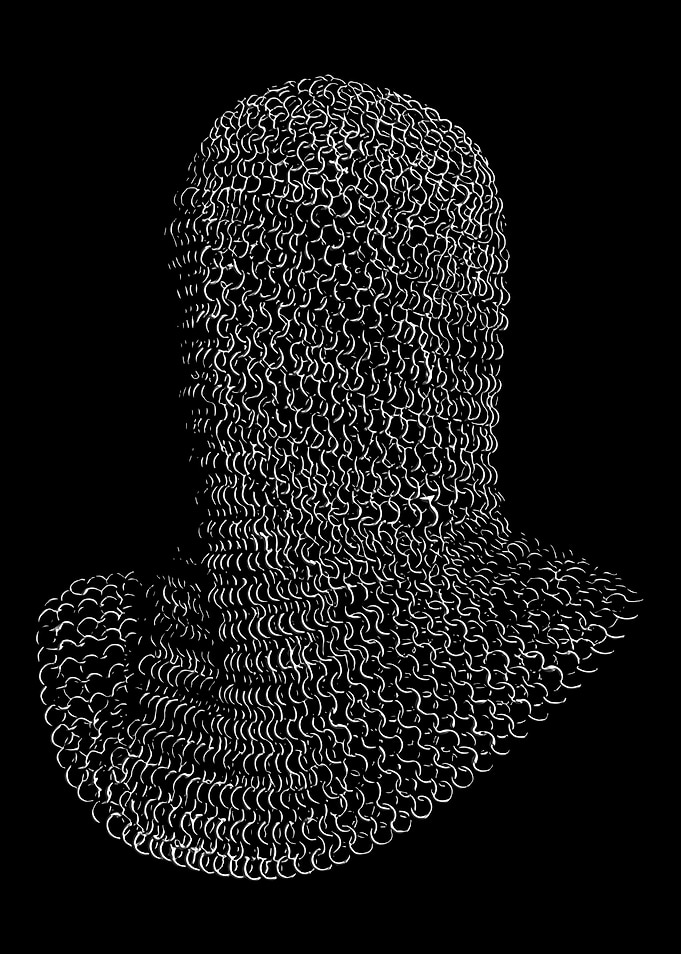 Chainmail Coif on Black Background