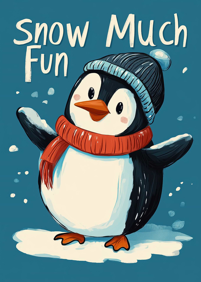 Snow Much Fun Penguin Illustration