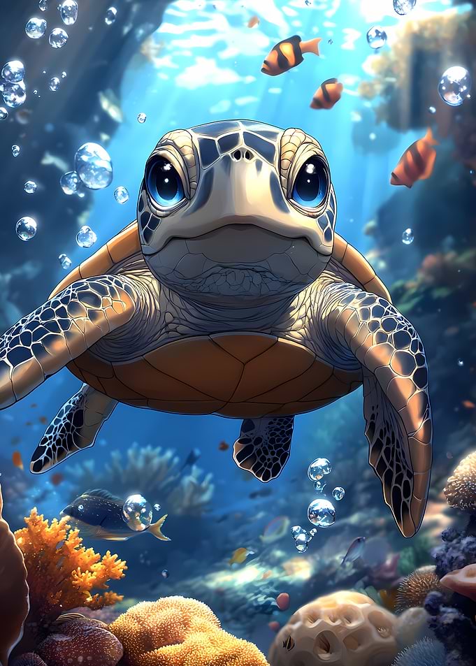 Cute Turtle in Ocean