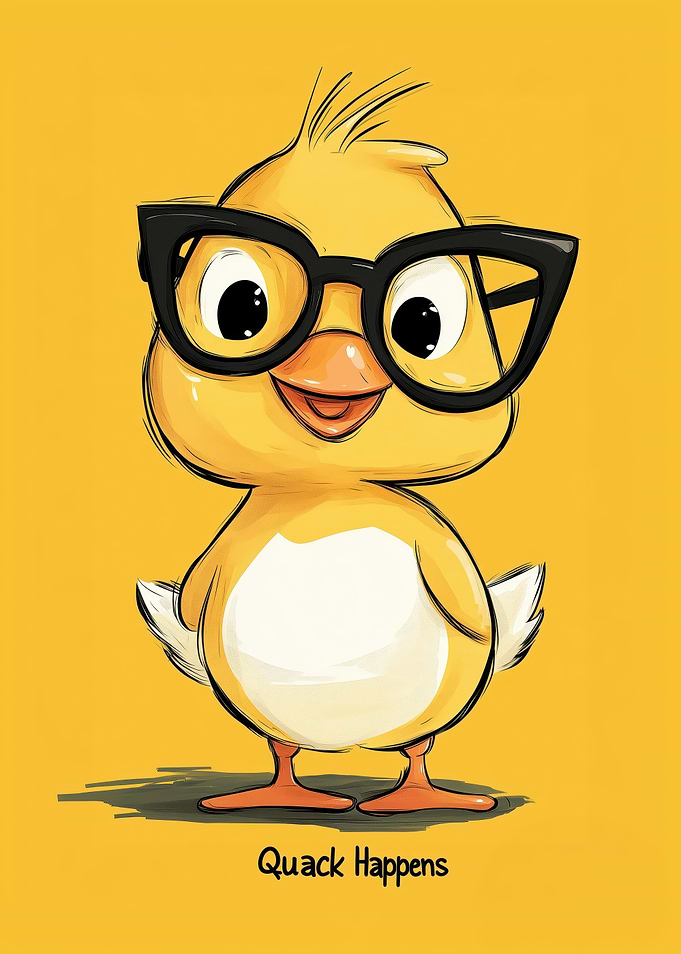 Cute Duckling with Glasses Illustration