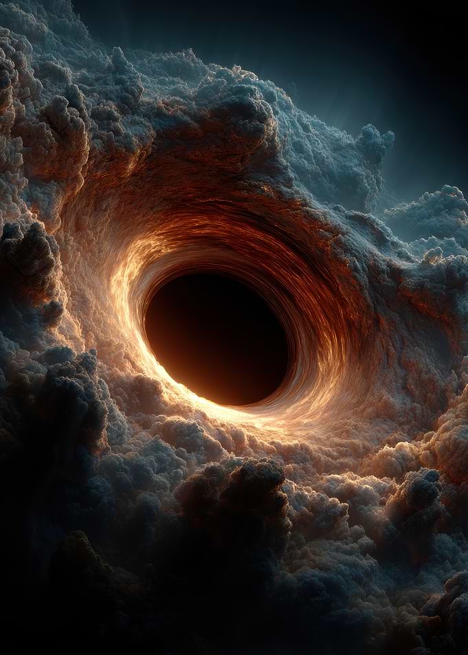 Dramatic Black Hole in Cloudy Space