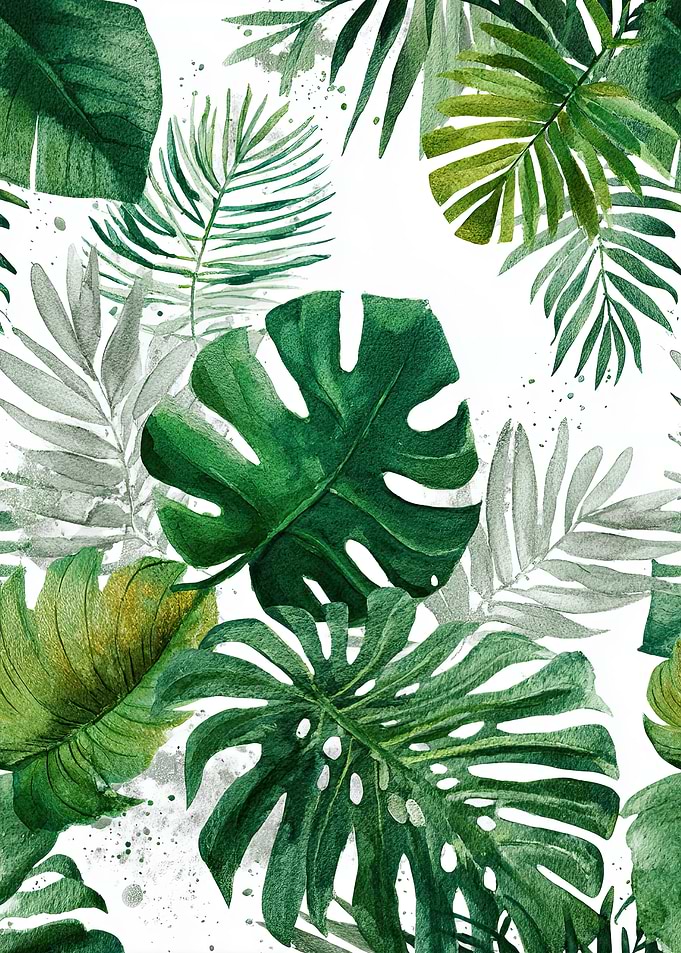 Tropical Leaves Watercolor Pattern