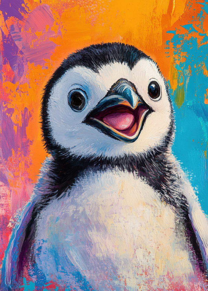 Happy Penguin Portrait Painting