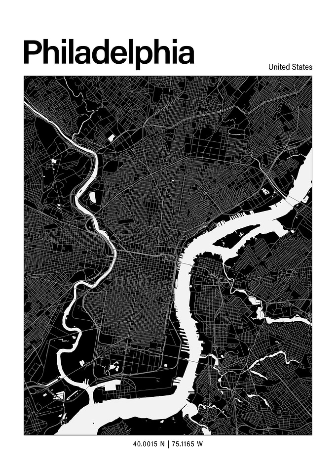 Philadelphia Black and White Map