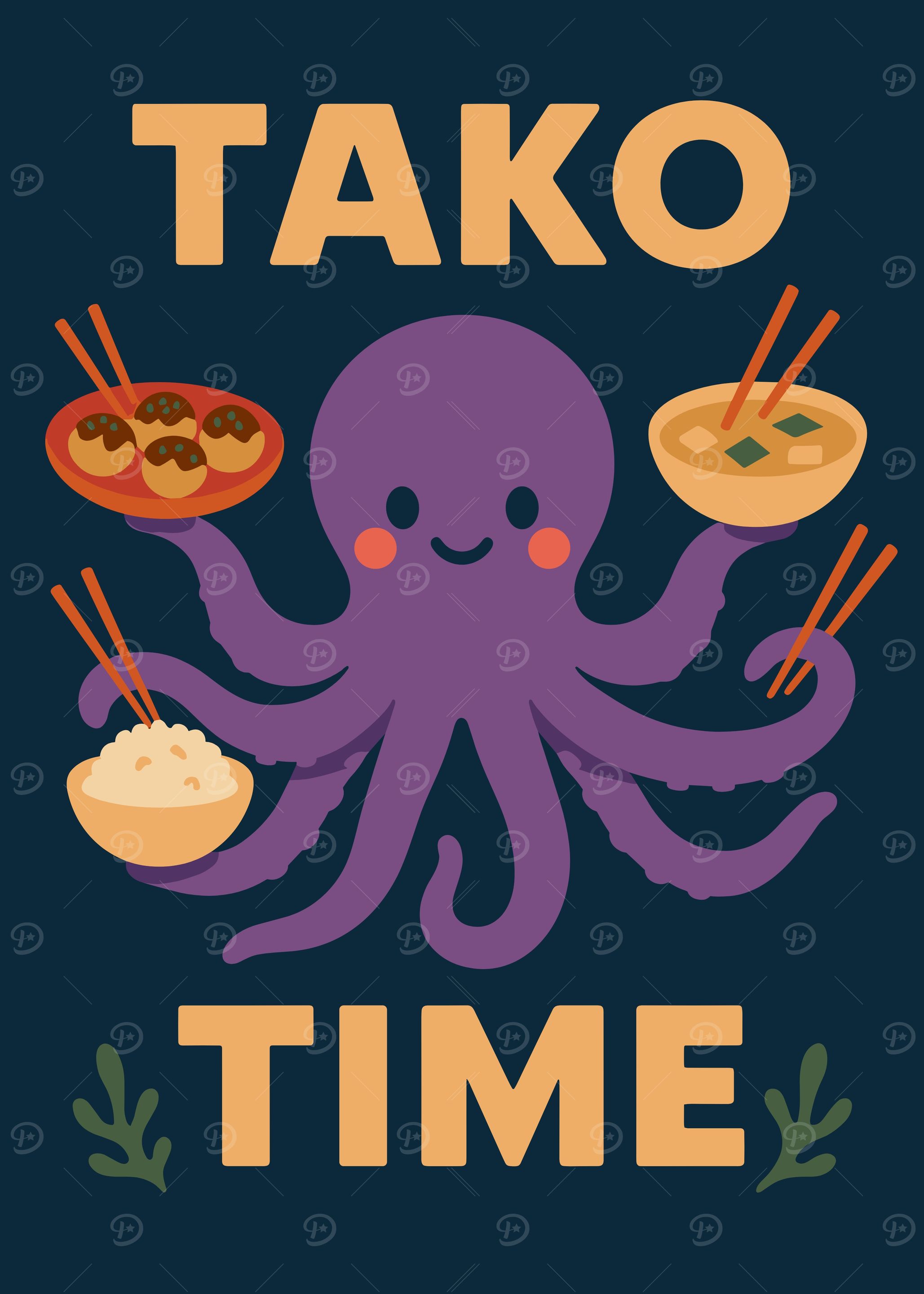 Tako Time Octopus Food Illustration