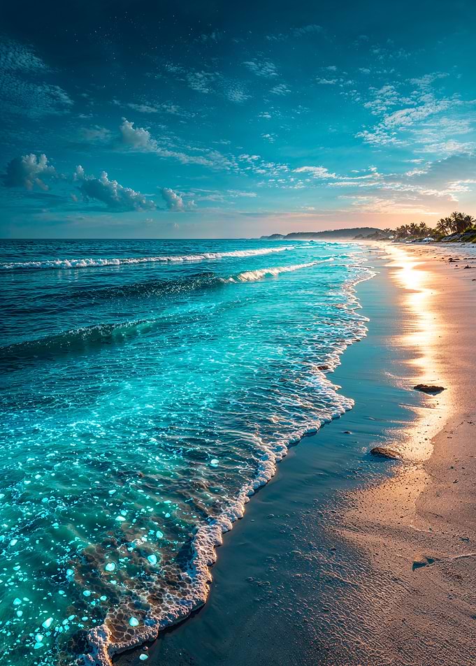 Bioluminescent Beach at Dusk