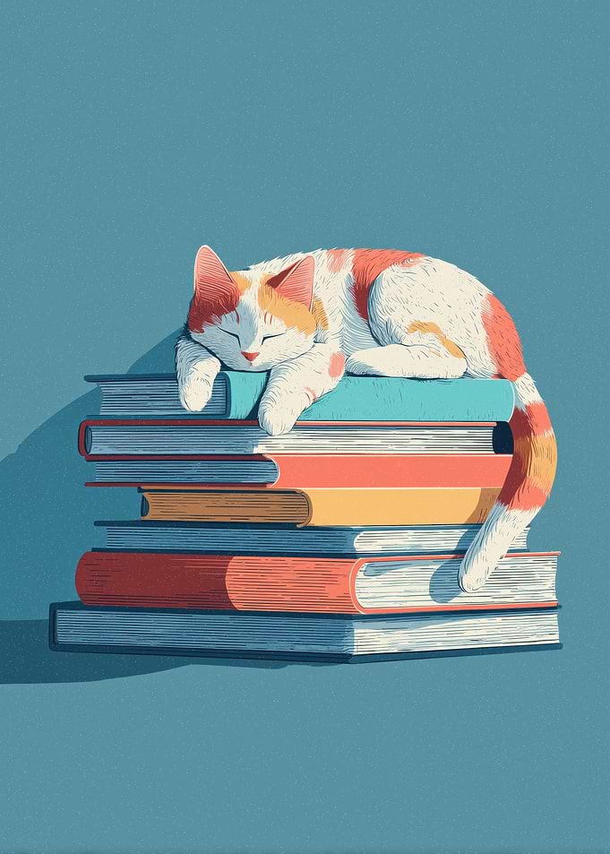 Cat Nap on Books