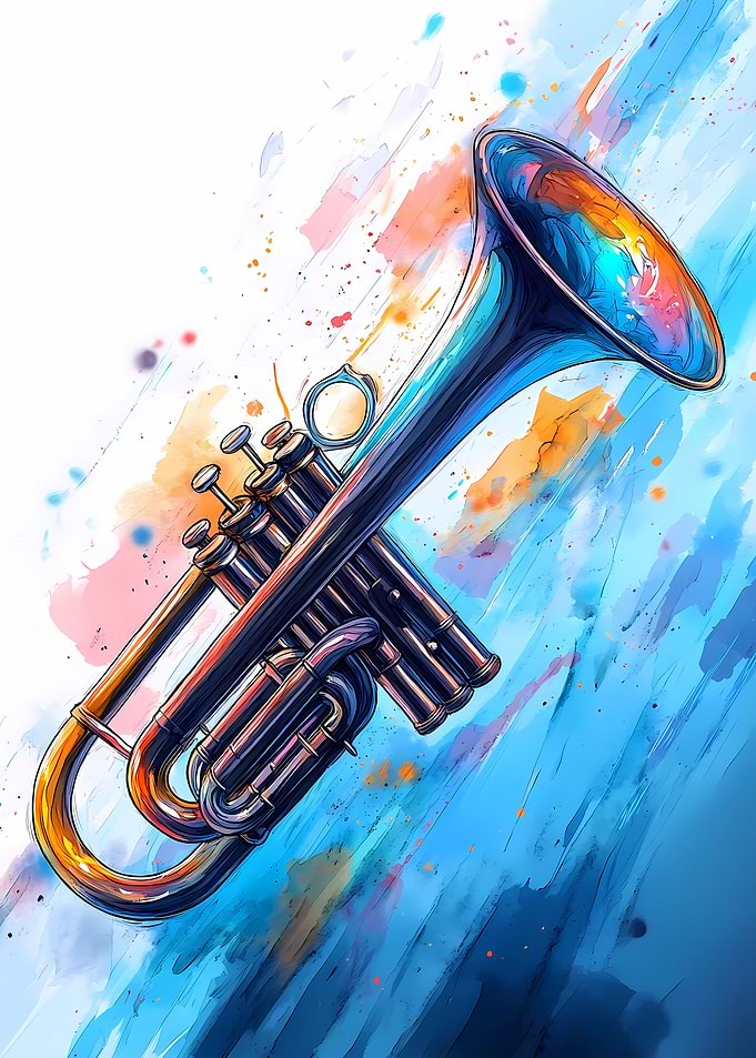Watercolor Trumpet Illustration