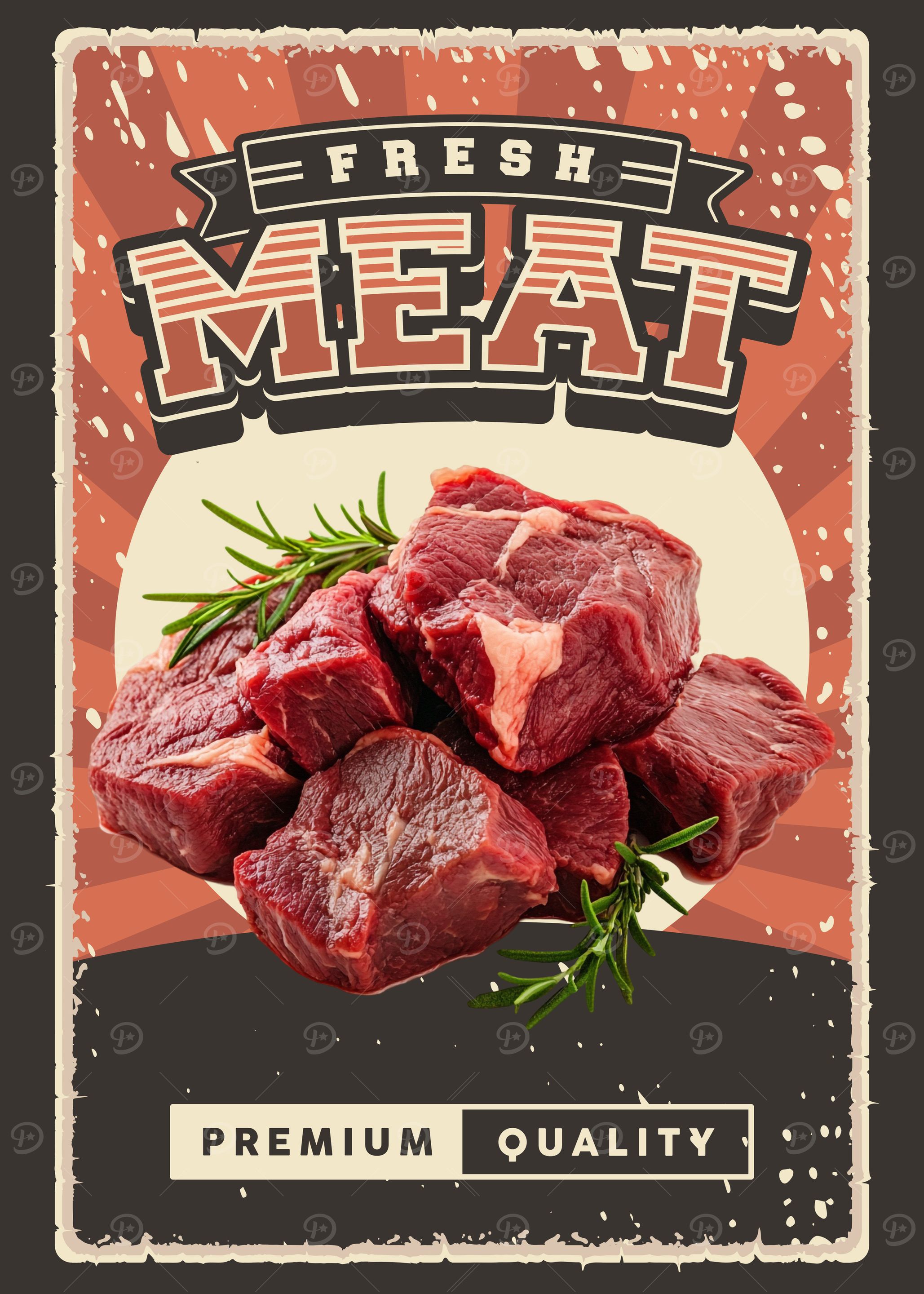 Fresh Meat Premium Quality Retro Poster