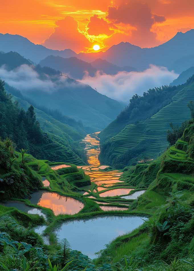 Rice Terraces at Sunset