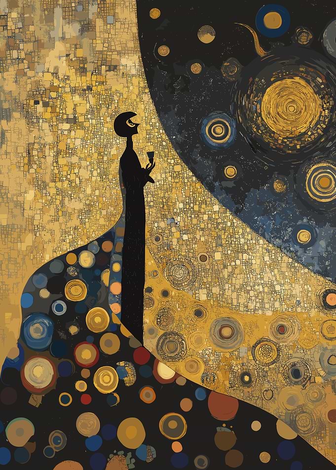 Starry Night Man with Drink
