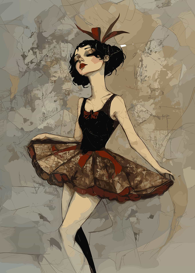 Ballerina in Black and Brown Tutu
