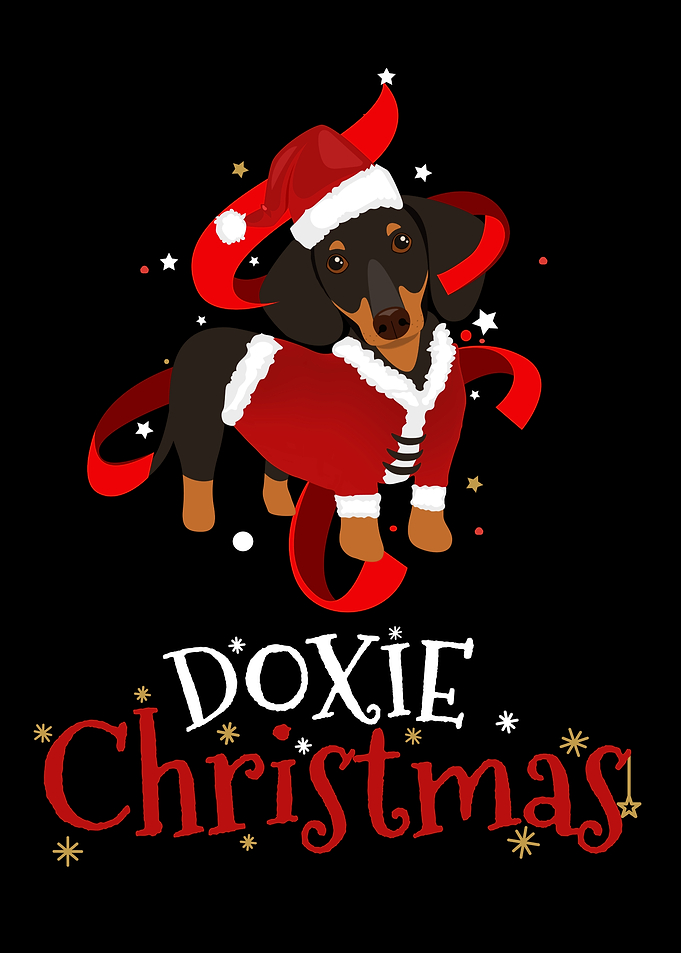 Doxie Christmas with Santa Dachshund
