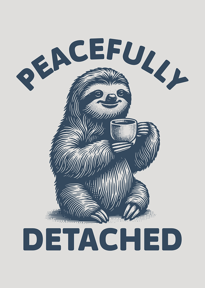 Peacefully Detached Calm Sloth Sipping Tea