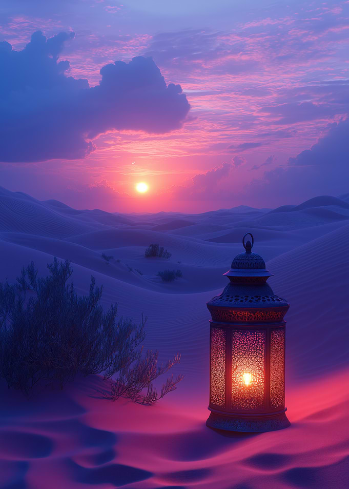 Desert Lantern at Sunset