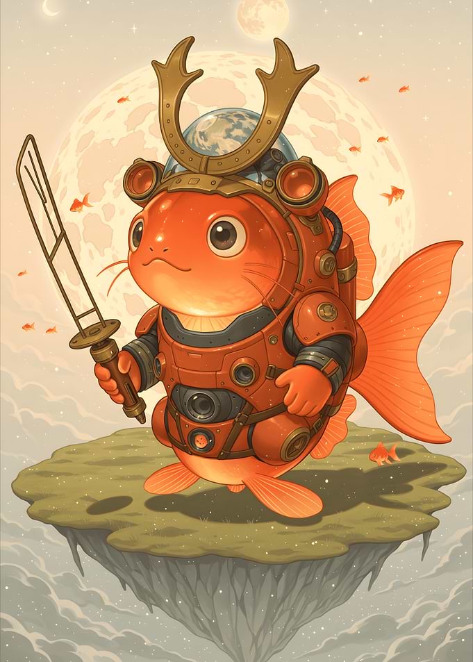 Samurai Goldfish on Floating Island