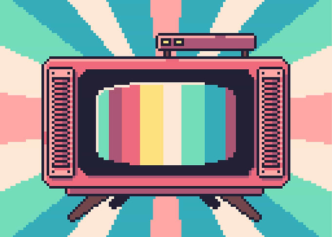 Retro Pixel Art Television with Color Bars