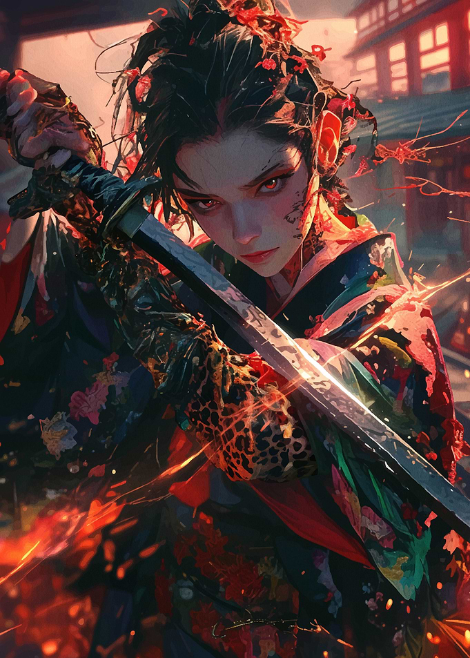 Female Warrior with Katana