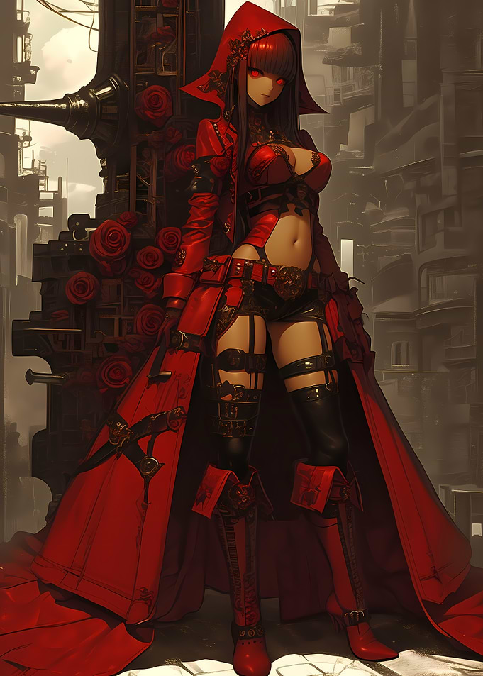 Red Hood Anime Girl Steampunk Anime Girl Gaming