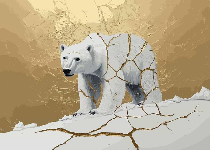 Kintsugi Polar Bear Art