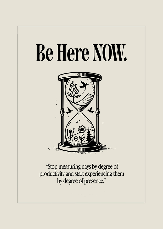 Be Here Now Hourglass Illustration