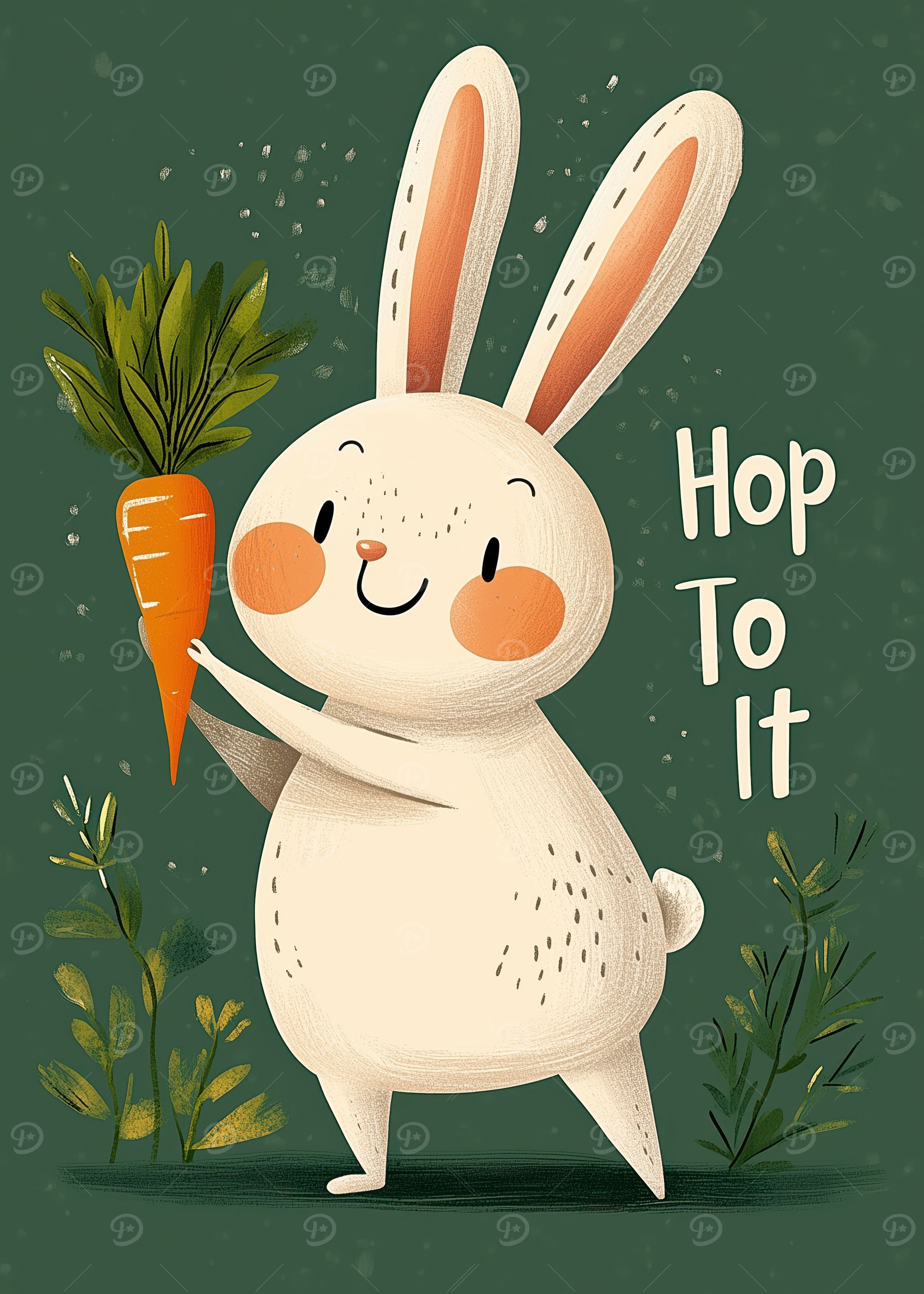 Cute Bunny with Carrot Illustration