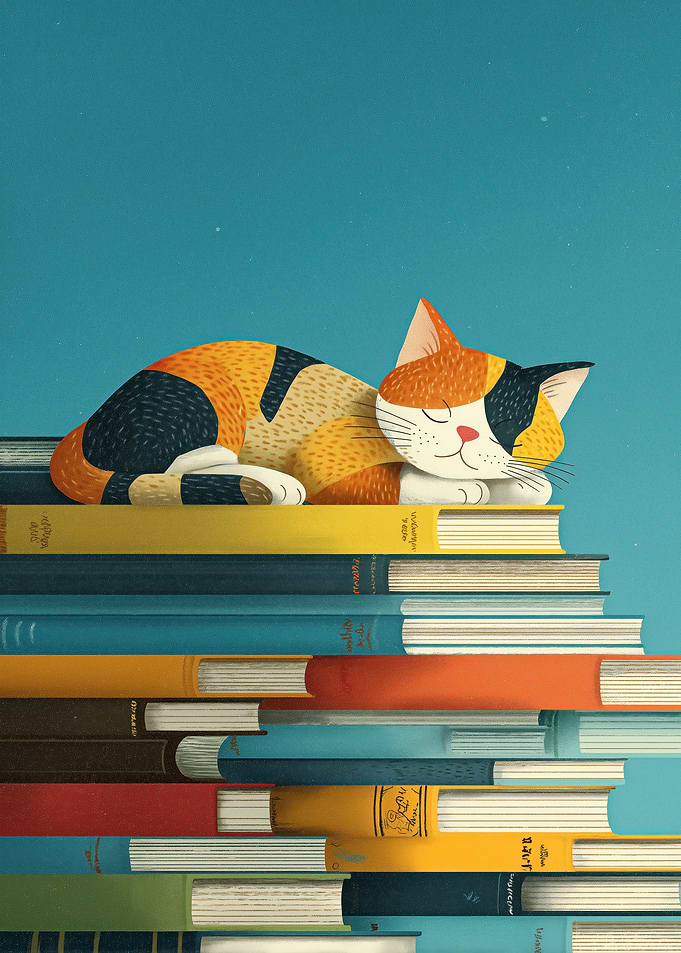 Cat Nap on Books