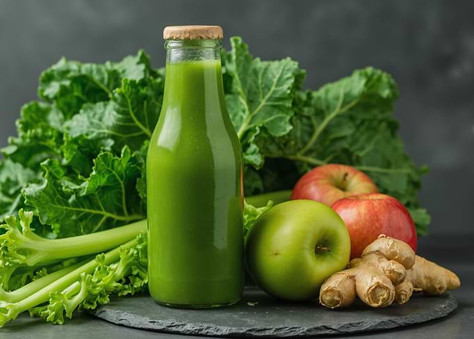 Healthy shake with fruits and vegetables