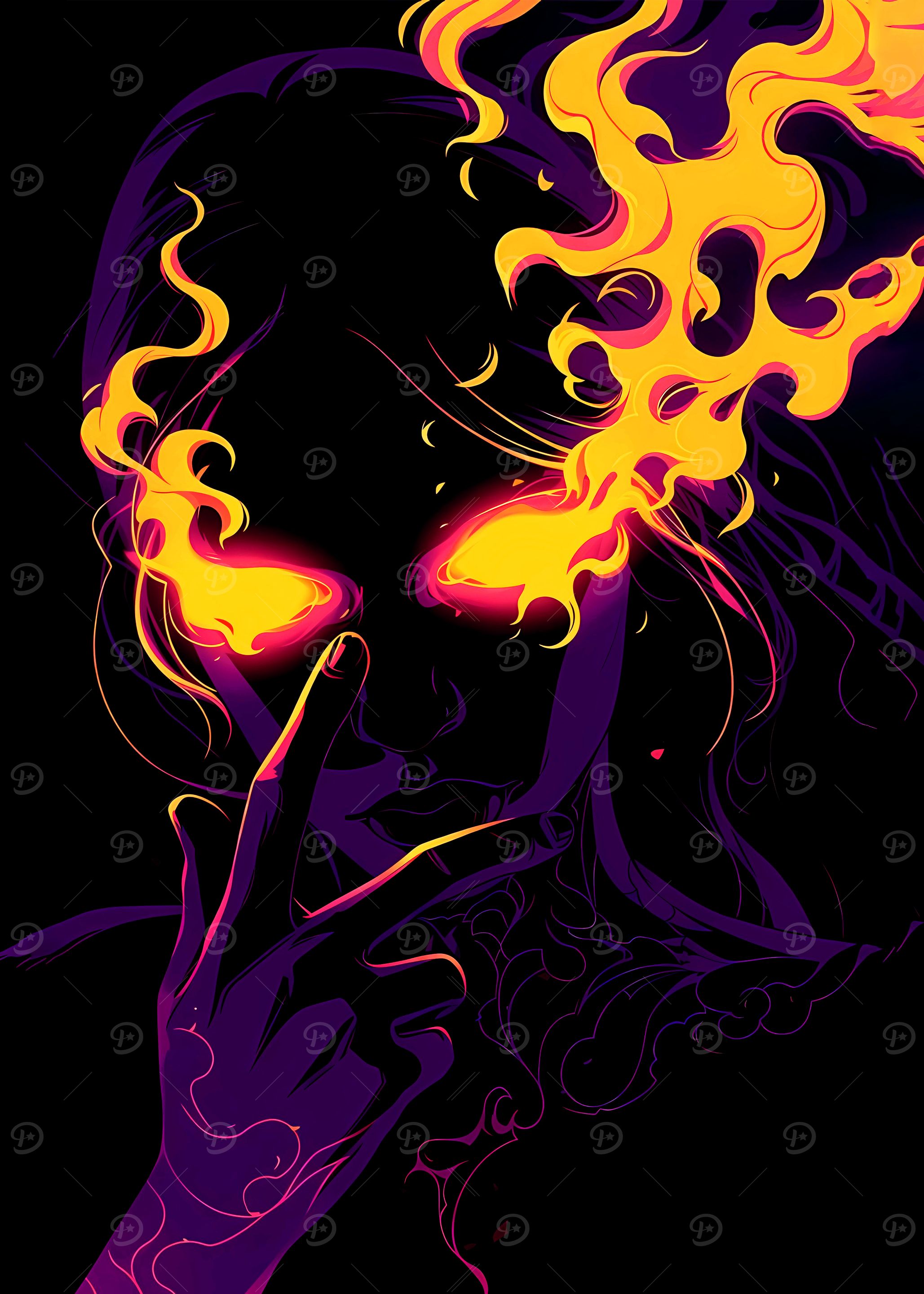 Fiery Gaze Digital Art