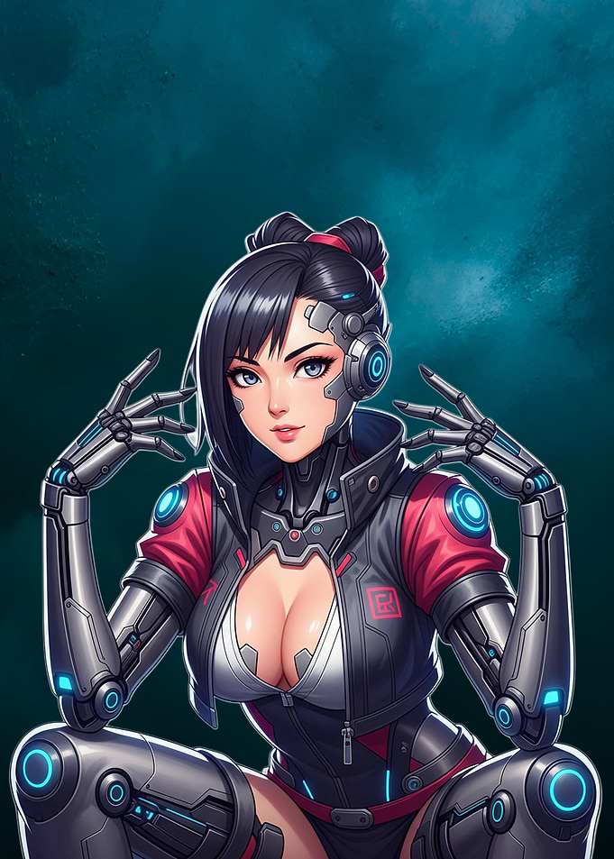 Cyberpunk Girl with Robotic Enhancements