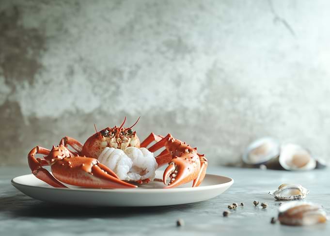 Cooked Crab on Plate Still Life