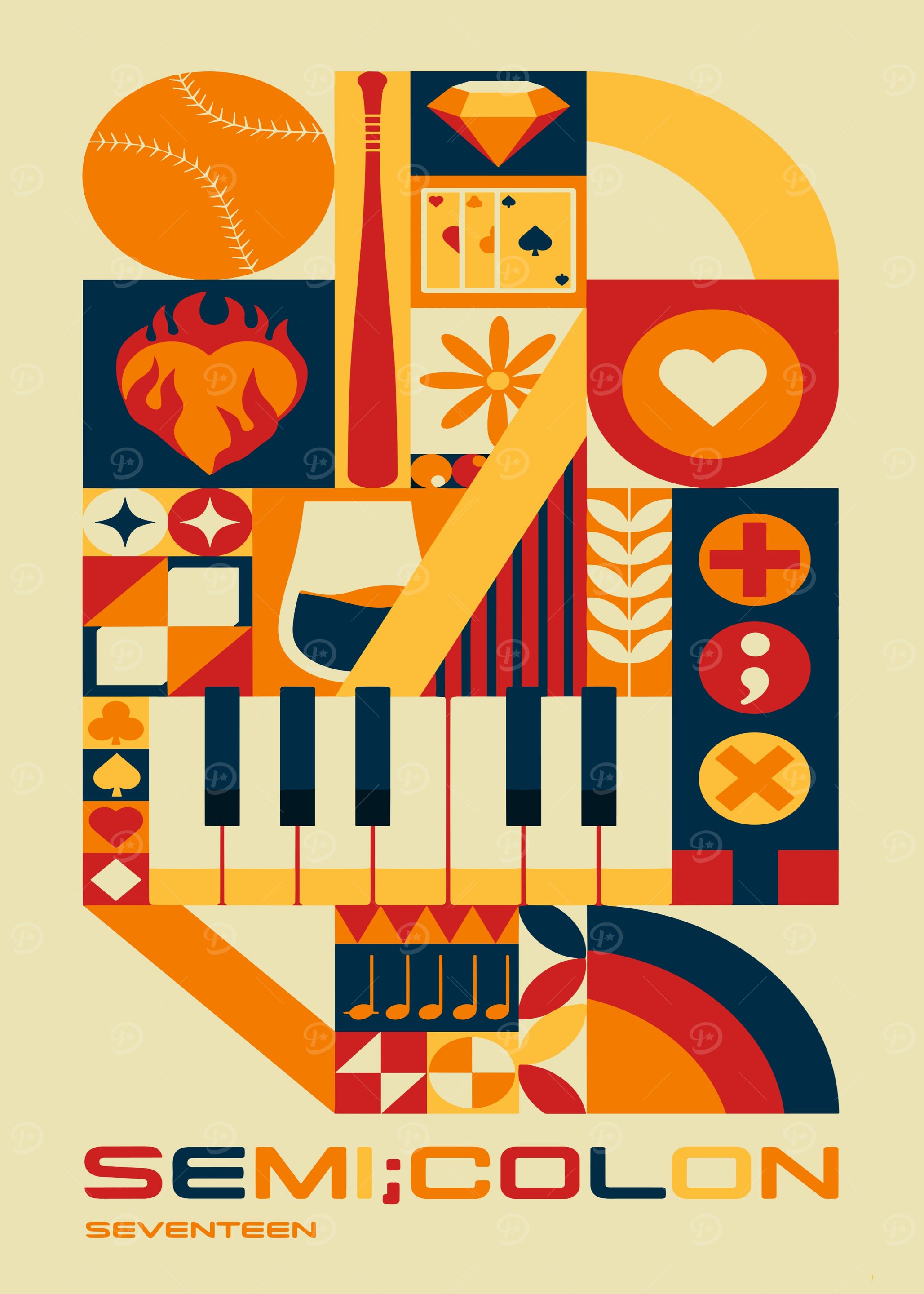 Geometric Collage with Music and Sports