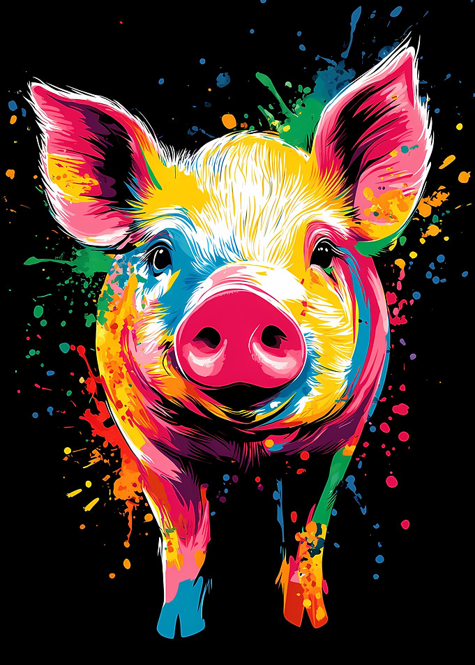 Colorful Pig Portrait