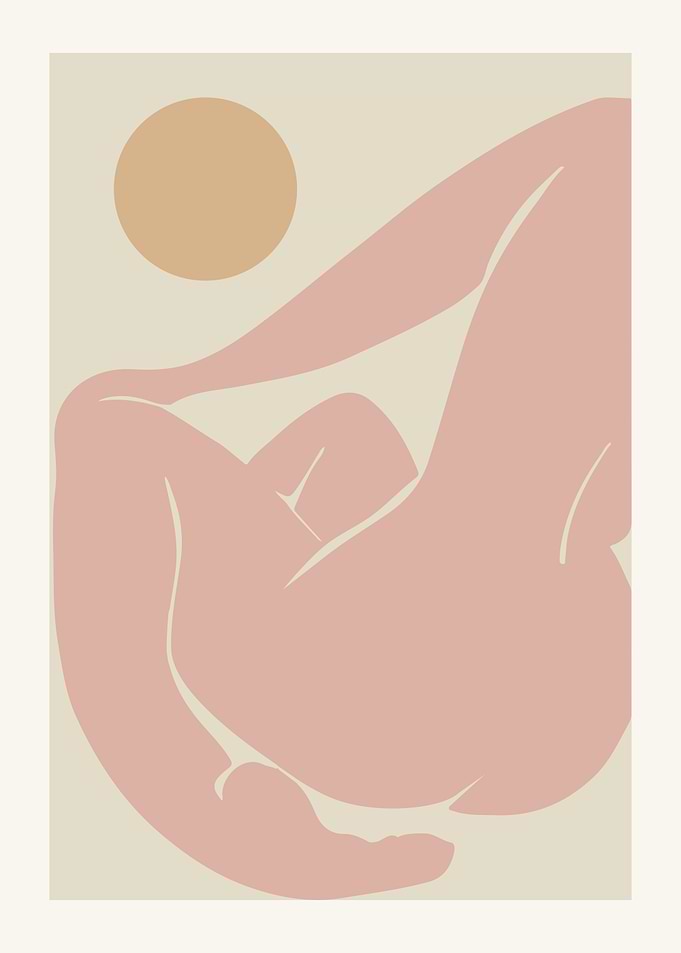 Abstract Nude Figure with Sun