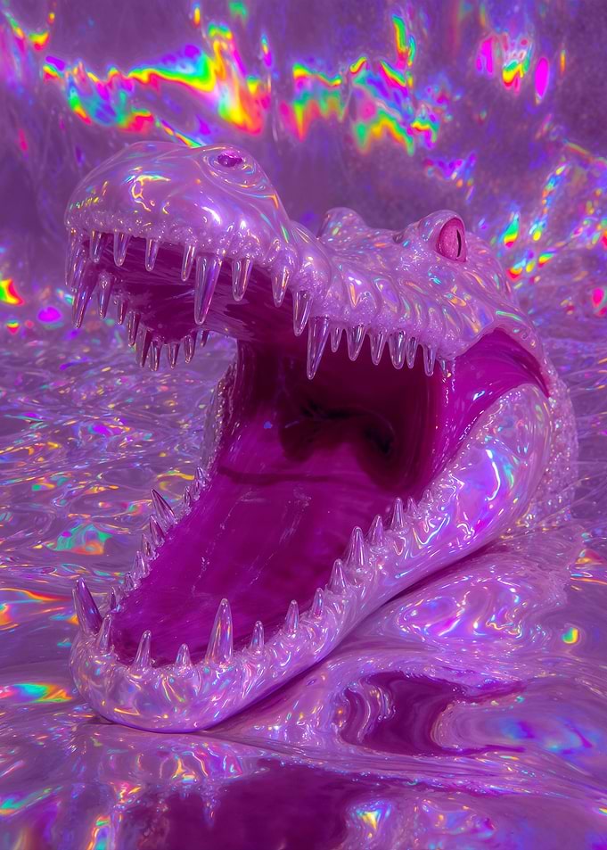 Iridescent Alligator Head Sculpture