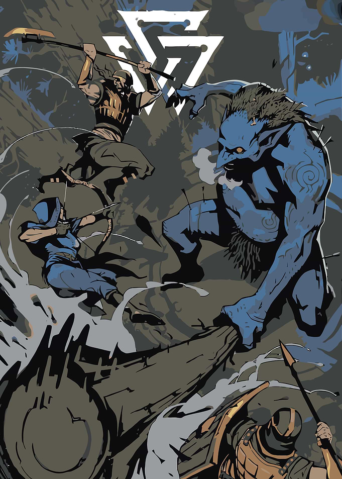 Fantasy Battle Scene with Troll