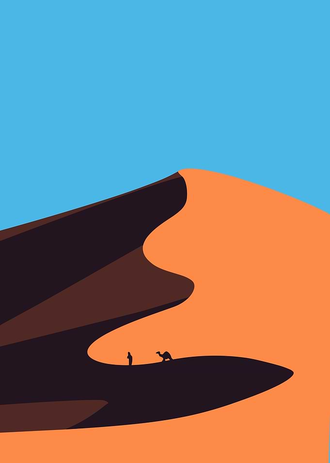 Minimalist Desert Scene with Camel