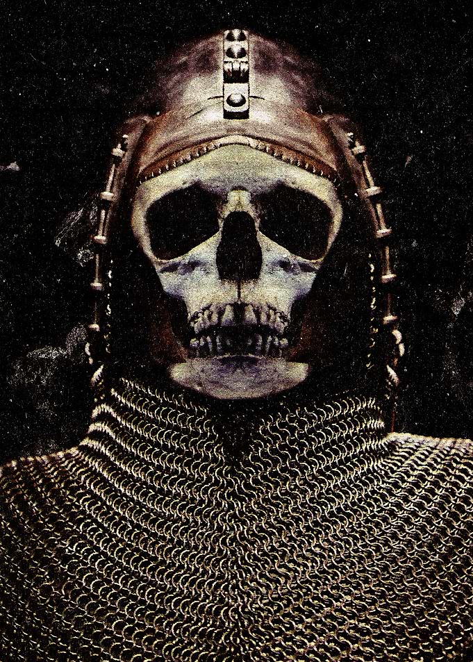 Skull Wearing Helmet and Armor