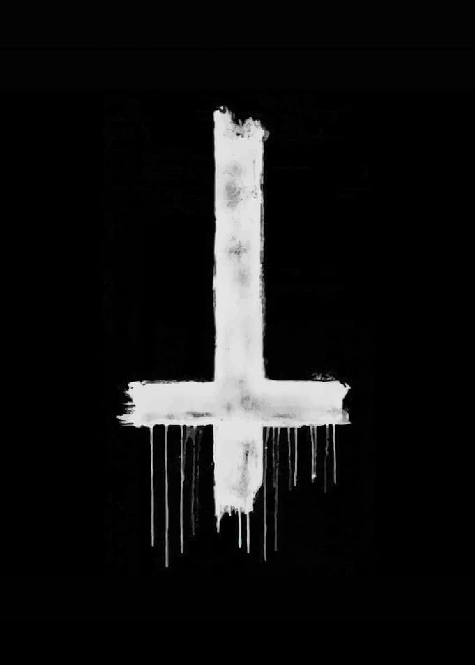 Inverted Cross with Dripping Paint