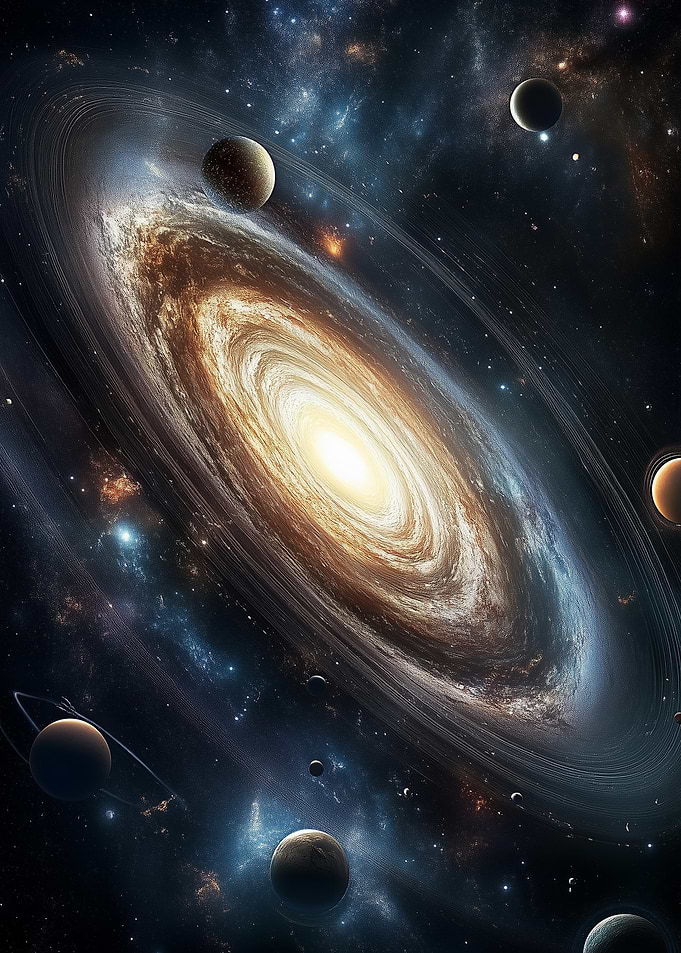 Vibrant Galaxy with Planets and Stars