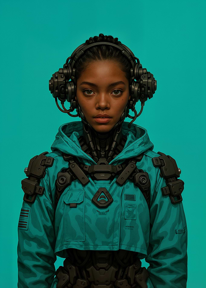 Cyberpunk Girl with Headphones