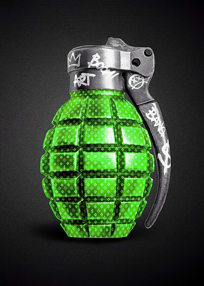 Luxury Detonator – Designer Grenade Graffiti Print