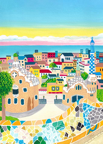 Barcelona, Spain, Park Güell, Travel Art, Housewarming Gift